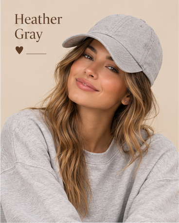 Everyday Cap |color=Heather Gray| original approved lookbook crop, AI concept