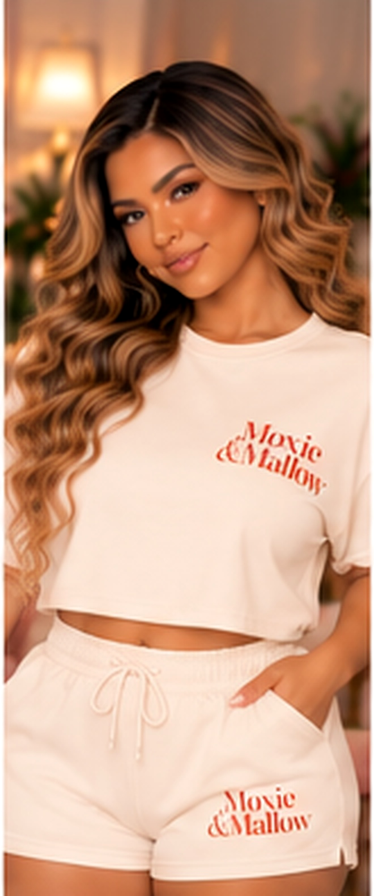 Everyday Lounge Short Set |color=Beige| enhanced individual editorial image, upscaled source crop
