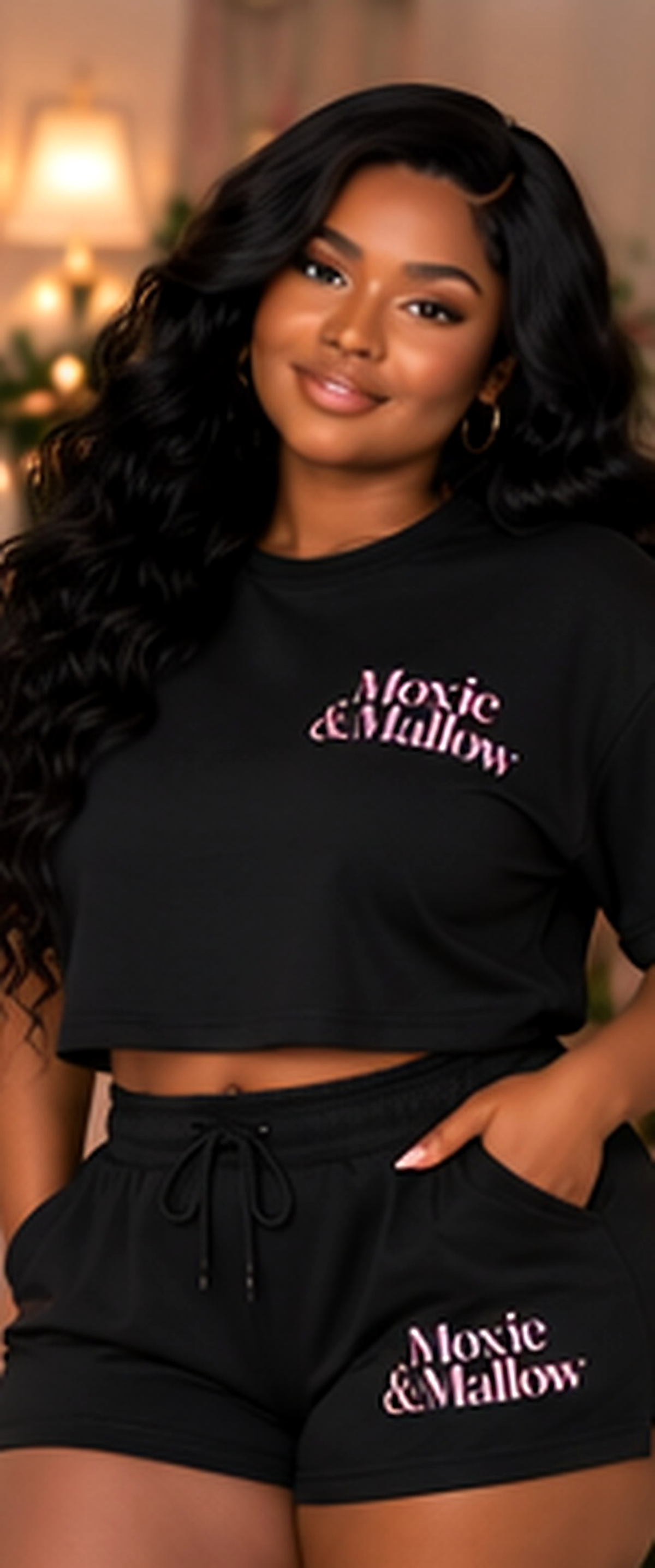Everyday Lounge Short Set |color=Black| enhanced individual editorial image, upscaled source crop