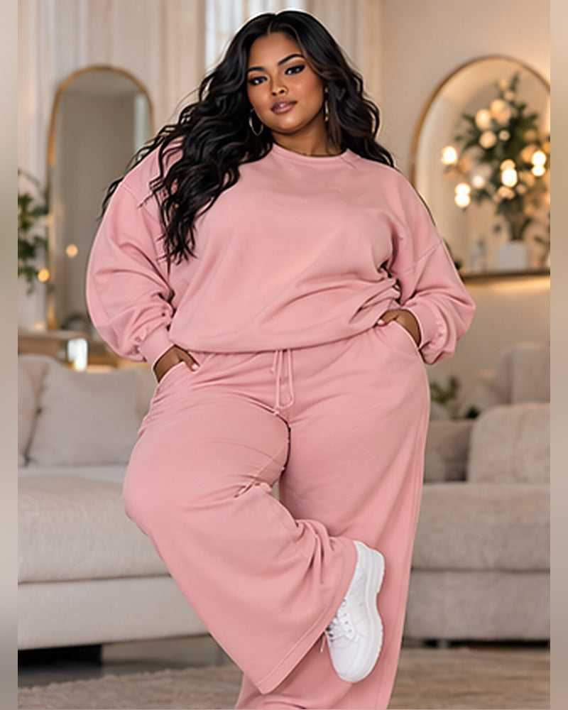 Moxie & Mallow Matching Sweat Suit |color=Dusty Rose| individual adult model photo concept; supplier garment verification pending
