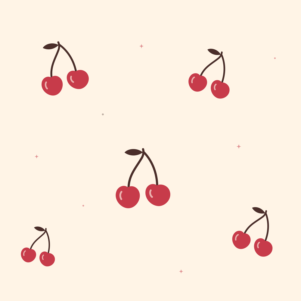 Original Cherry Daydream repeat-pattern preview for Moxie & Mallow; not a finished garment photograph.